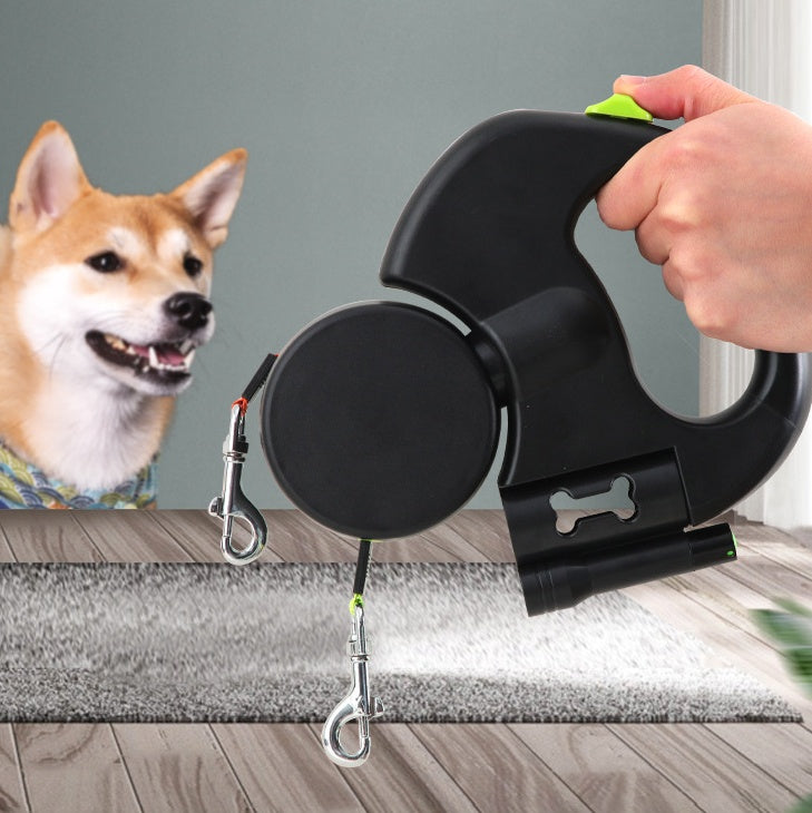 Retractable Dog Leash For Small Dogs Reflective Dual Pet Leash Lead 360