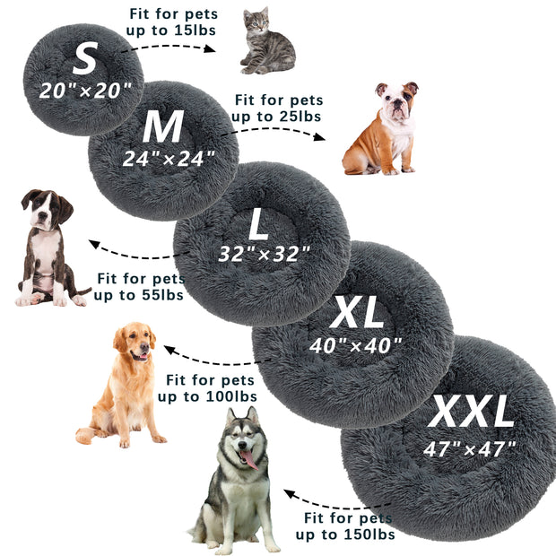 Donut Dog Bed - Calming Anti-Anxiety Pet Cushion for Small to Large Dogs