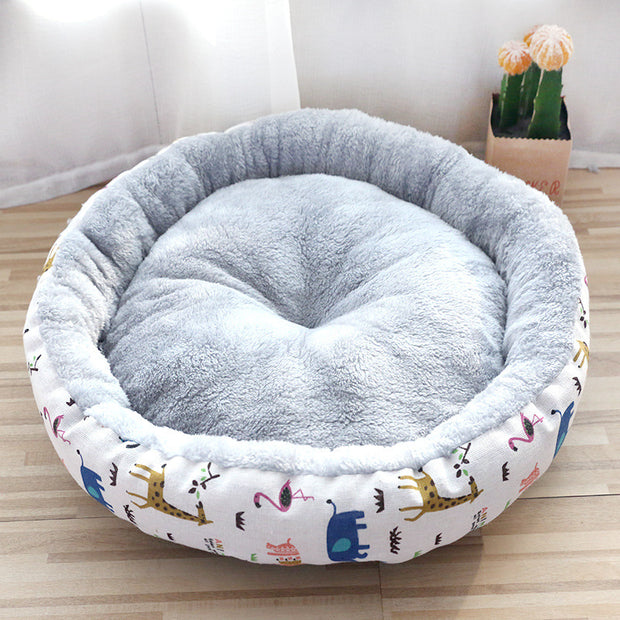 Round Padded Pet Bed - Soft Cotton Litter for Dogs & Cats