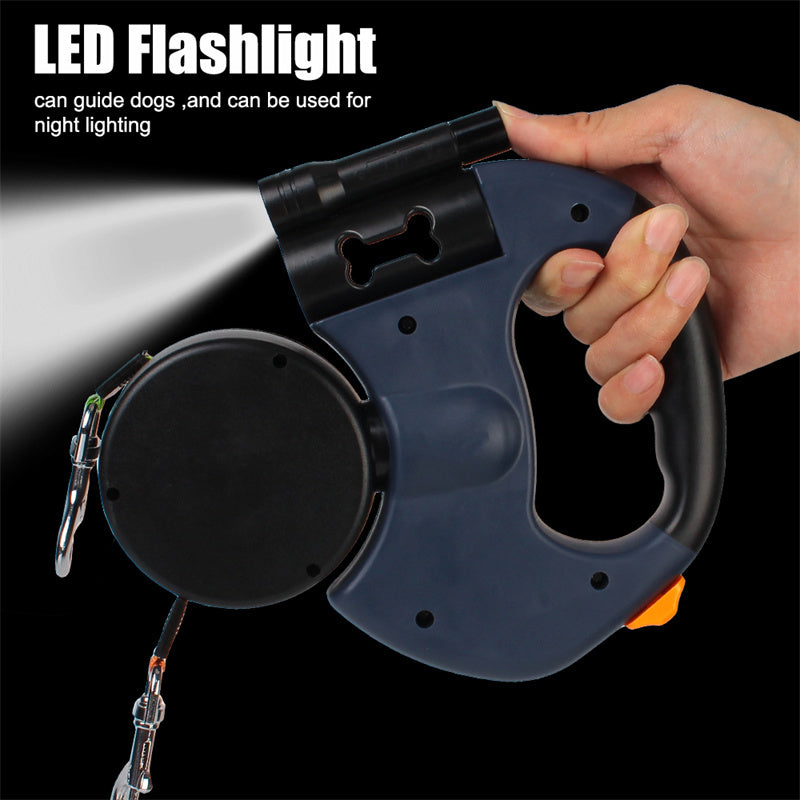 Retractable Dog Leash For Small Dogs Reflective Dual Pet Leash Lead 360