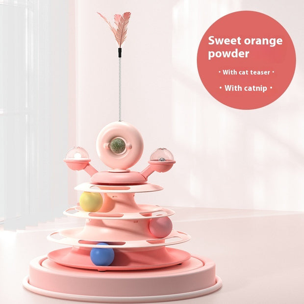 Interactive 4-Level Cat Tower with Rolling Balls - Premium Play Center