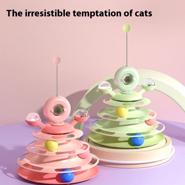 Interactive 4-Level Cat Tower with Rolling Balls - Premium Play Center