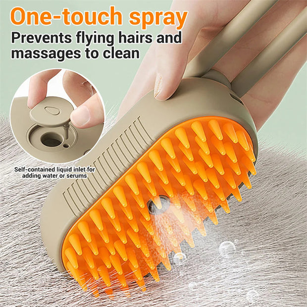 3-in-1 Electric Steam Brush - Professional Pet Grooming with Spray Technology