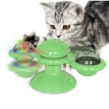 Interactive Cat Windmill Toy - 4-in-1 Rotating Scratching & Dental Care Center