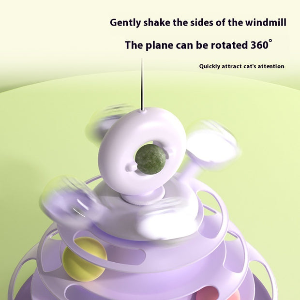 Interactive 4-Level Cat Tower with Rolling Balls - Premium Play Center