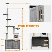 Floor-to-Ceiling Cat Tower - Adjustable 7.5-9.5ft Ultimate Vertical Playground