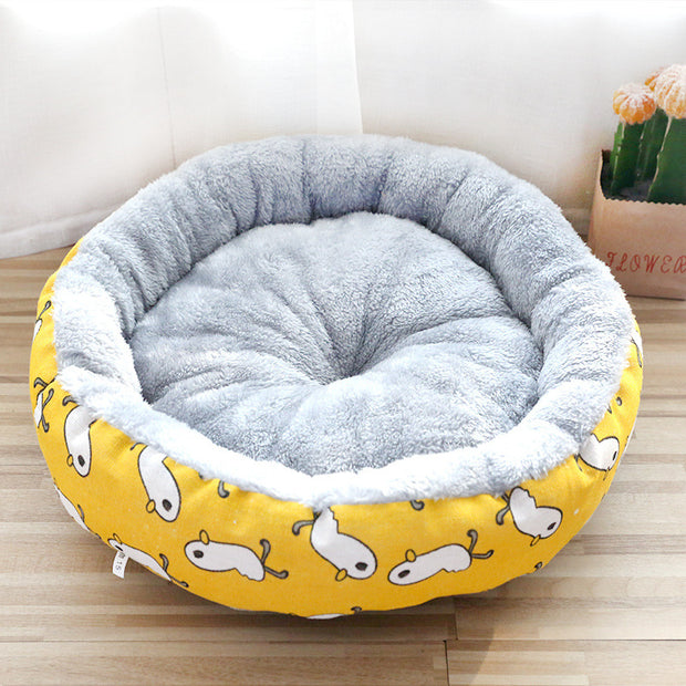 Round Padded Pet Bed - Soft Cotton Litter for Dogs & Cats