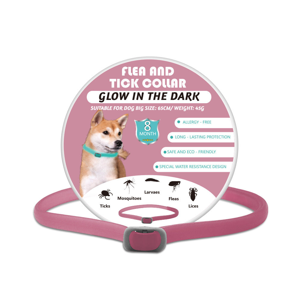 Pink luminous pet collar with insect repellent for night safety

