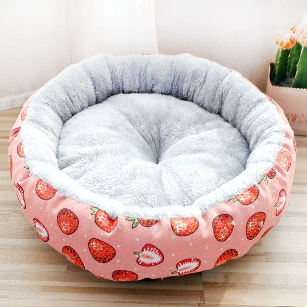 Round Padded Pet Bed - Soft Cotton Litter for Dogs & Cats