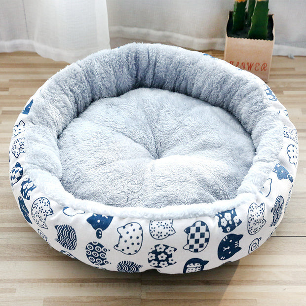 Round Padded Pet Bed - Soft Cotton Litter for Dogs & Cats