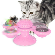 Interactive Cat Windmill Toy - 4-in-1 Rotating Scratching & Dental Care Center