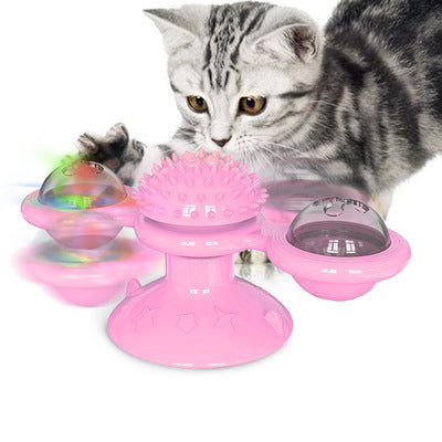Interactive Cat Windmill Toy - 4-in-1 Rotating Scratching & Dental Care Center