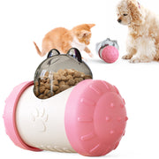 Pink interactive pet toy ball for slow feeding and healthy eating habits