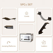 PawHut Wall-Mounted Cat Shelves - Ergonomic Curved Platform Climbing Tree