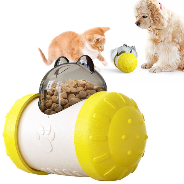 Yellow slow feeder ball toy for dogs and cats mental stimulation
