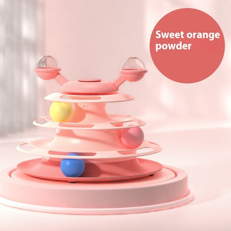 Interactive 4-Level Cat Tower with Rolling Balls - Premium Play Center