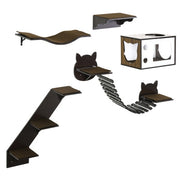 PawHut Wall-Mounted Cat Shelves - Ergonomic Curved Platform Climbing Tree