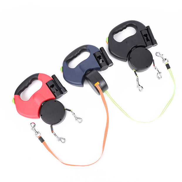 360° Retractable Dog Leash - Dual Pet Lead with Reflective Safety for Small Dogs