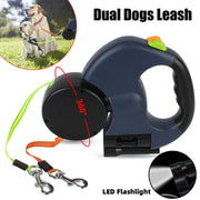 360° Retractable Dog Leash - Dual Pet Lead with Reflective Safety for Small Dogs