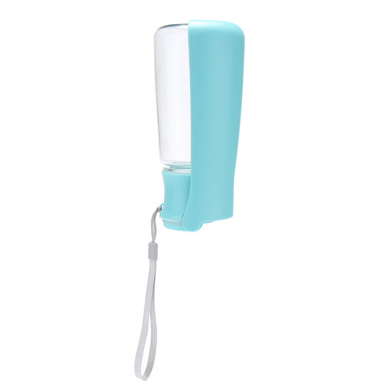 Light blue foldable pet water bottle 550ml for outdoor activities