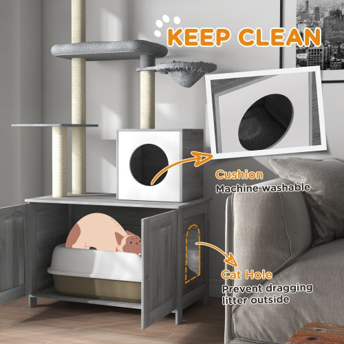 Floor-to-Ceiling Cat Tower - Adjustable Height 7.5-9.5ft with Hammock & Multi-Level Scratching Posts