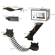 PawHut Wall-Mounted Cat Shelves - Ergonomic Curved Platform Climbing Tree