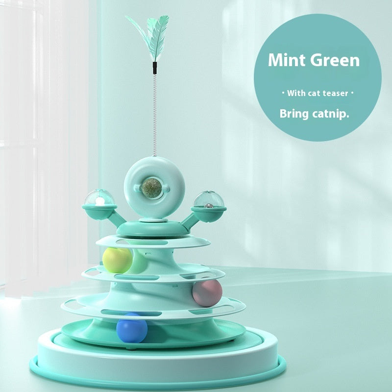 Interactive 4-Level Cat Tower with Rolling Balls - Premium Play Center