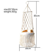 Macrame Pet Hammock - Hanging Bed for Cats & Small Dogs